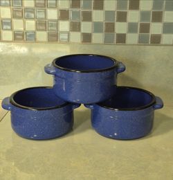 Set of 3 Vintage Von Pok & Chang Speckled Soup/Chili Bowls/Crocks