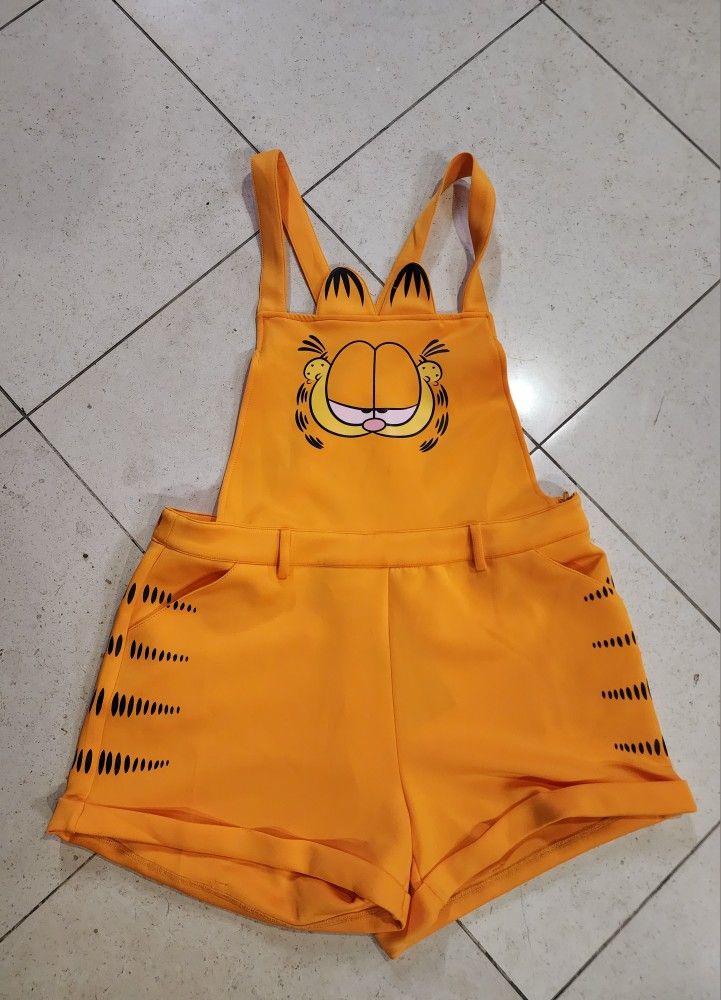 Garfield Shorts Overalls Halloween Costume Cosplay Adult Womens Size XL NWT
