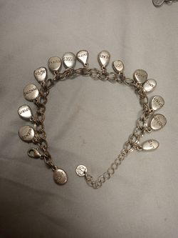 Silver dangly charm bracelet anklet motivational