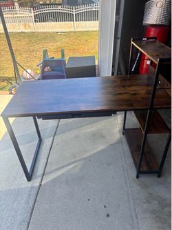 Desk with side shelf