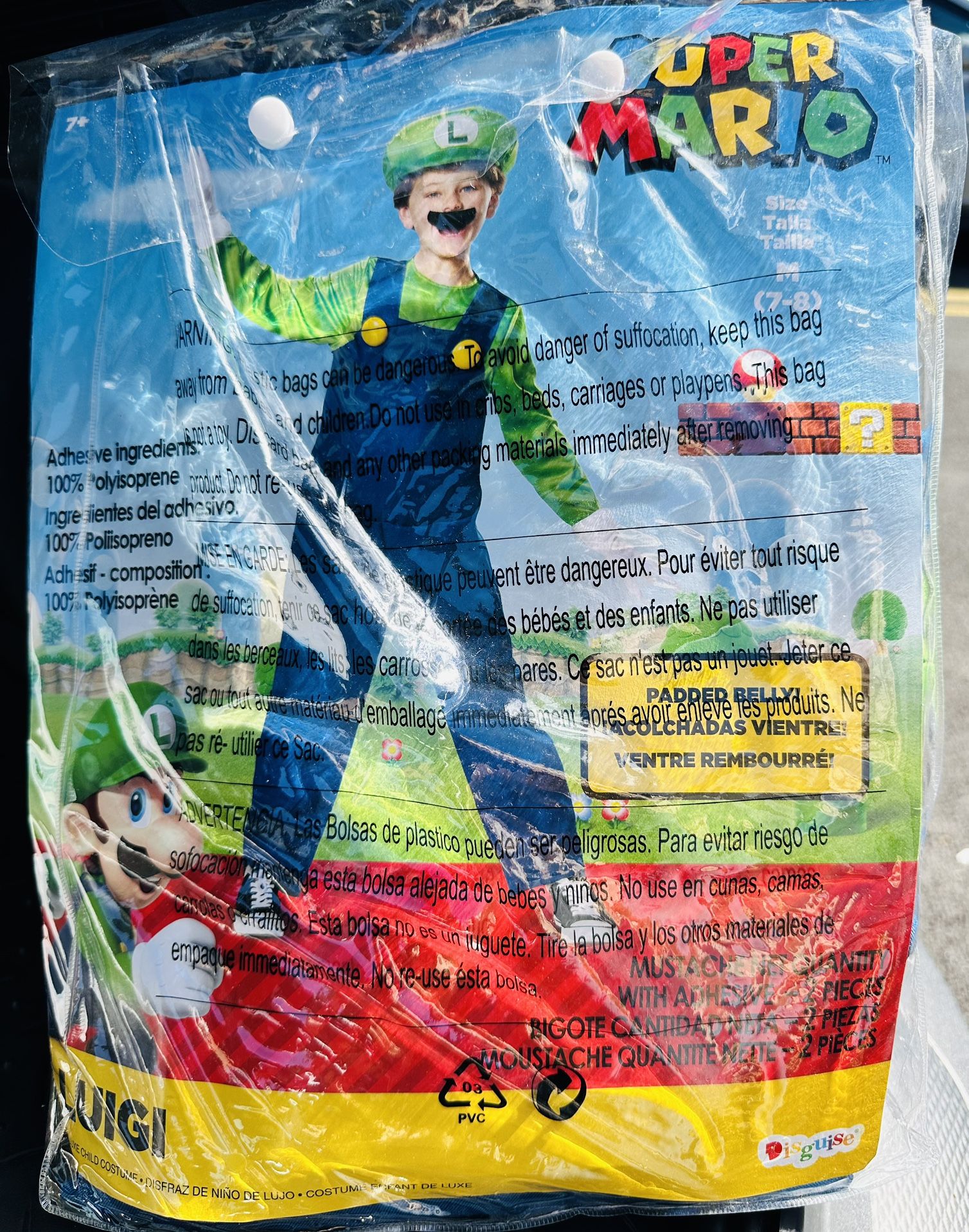 Súper Mario Luigi Kids Custome Size M (7-8)