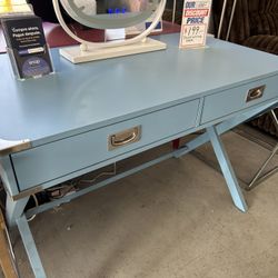 Writing Desk Blue With Usb And Outlet Ports 