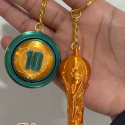 Golden Ball #10 and Mini Trophy Soccer Keychain 3D Printed Gift ⚽🏆