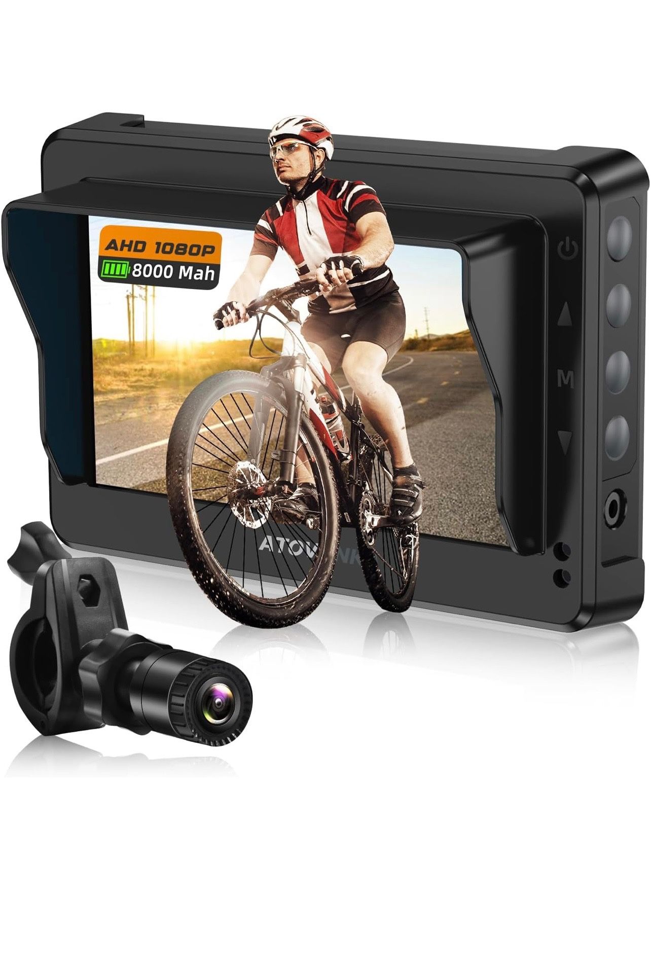 Bike Rear View Camera, Bicycle Mirror Camera Bulit in 8000mAh Rechargeable Battery,4.3" HD 1080P Monitor Bicycle Rear View Mirror Camera for E