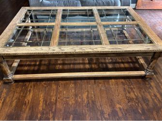 Wooden glass table