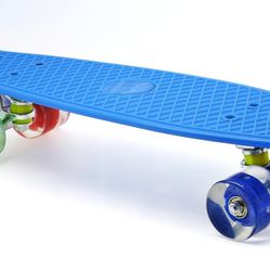 22" Complete Skateboard with Colorful LED Light up Wheels for Beginners