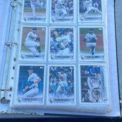 Binder filled with topps baseball cards 35 sleeves of cards
