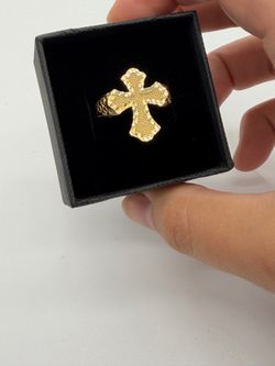10KT Real Gold Cross Ring For Men