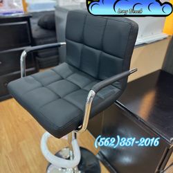 Black Vanity Chair Stool New Faux Leather Metal New 