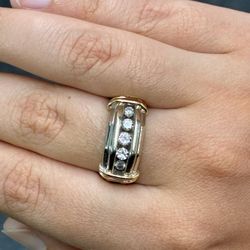 14K White Gold Real Diamond Ring