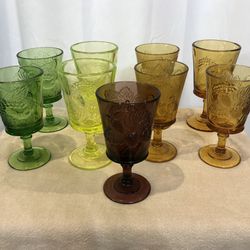 Vintage LG Wright Colored Water Goblets/ Wine Glasses