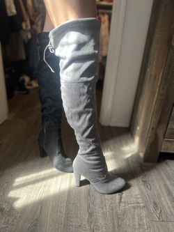 Grey heel boots