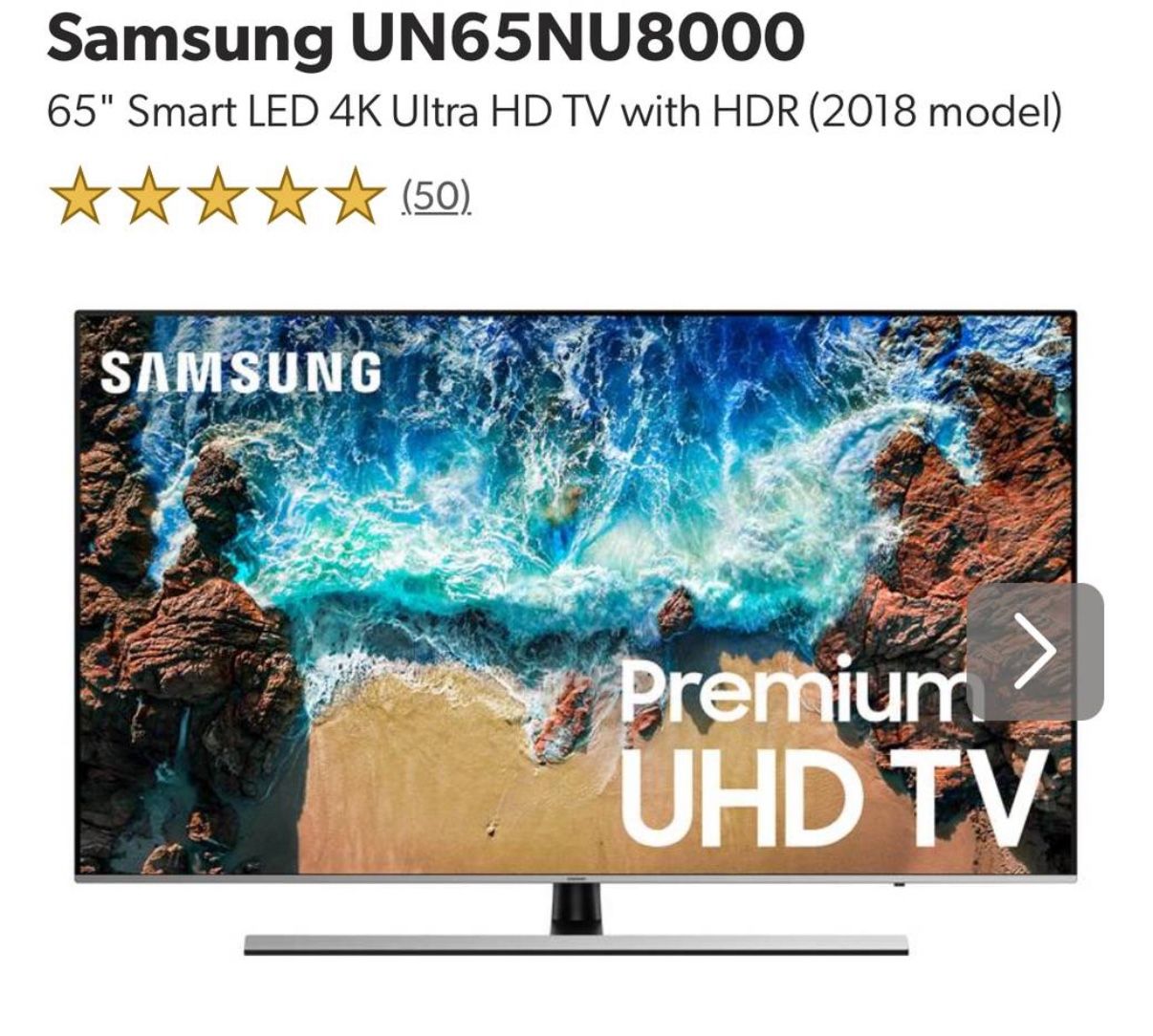 Samsung 65” Smart TV 4k UHD