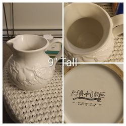 Large ceramic white pitcher