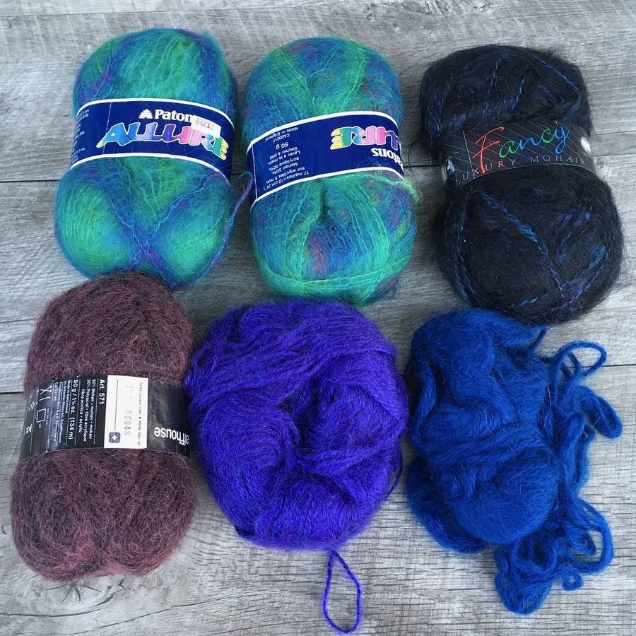 Lot of 6 Assorted Mohair and Mohair Blend Yarns