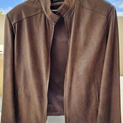Brown Genuine Leather Jacket -  Large