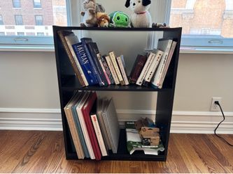 3-Shelf Black Wood Bookshelf