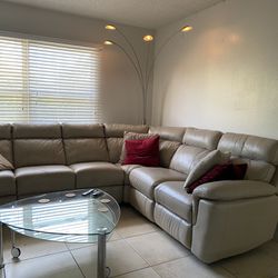 Sectional Sofa With Two Recliners Leather 