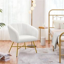 Boucle Barrel Chair Accent Chair Contemporary Armchair Soft Boucle Upholstered Chair with Backrest Armrest Leisure Chair for Bedroom/Living Room/Makeu