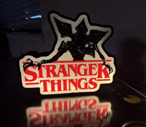 ustom 3D Printed Stranger Things LED Lightbox Sign - Demogorgon Silhouette Desk Lamp