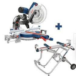 Bosch 12" Dual Bevel Glide Miter Saw plus rolling stand