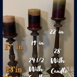 3 Piece Candleholder Set With Candles