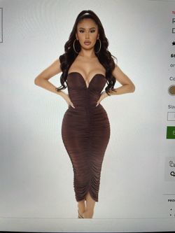 Brown Fashion nova Rushed Dress