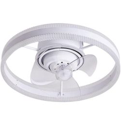 New 19.7 W 360 Degree Moving Head Ceiling Fan with LED Light and Smart Remote Control Dimmable 