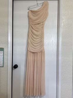 Blush One-Shoulder Ruched Maxi Dress