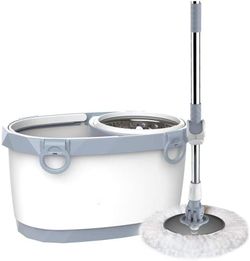 93】Mop - Original Hand Push Spin Mop - Life Time Warranty (3 Microfiber Mopds Included)