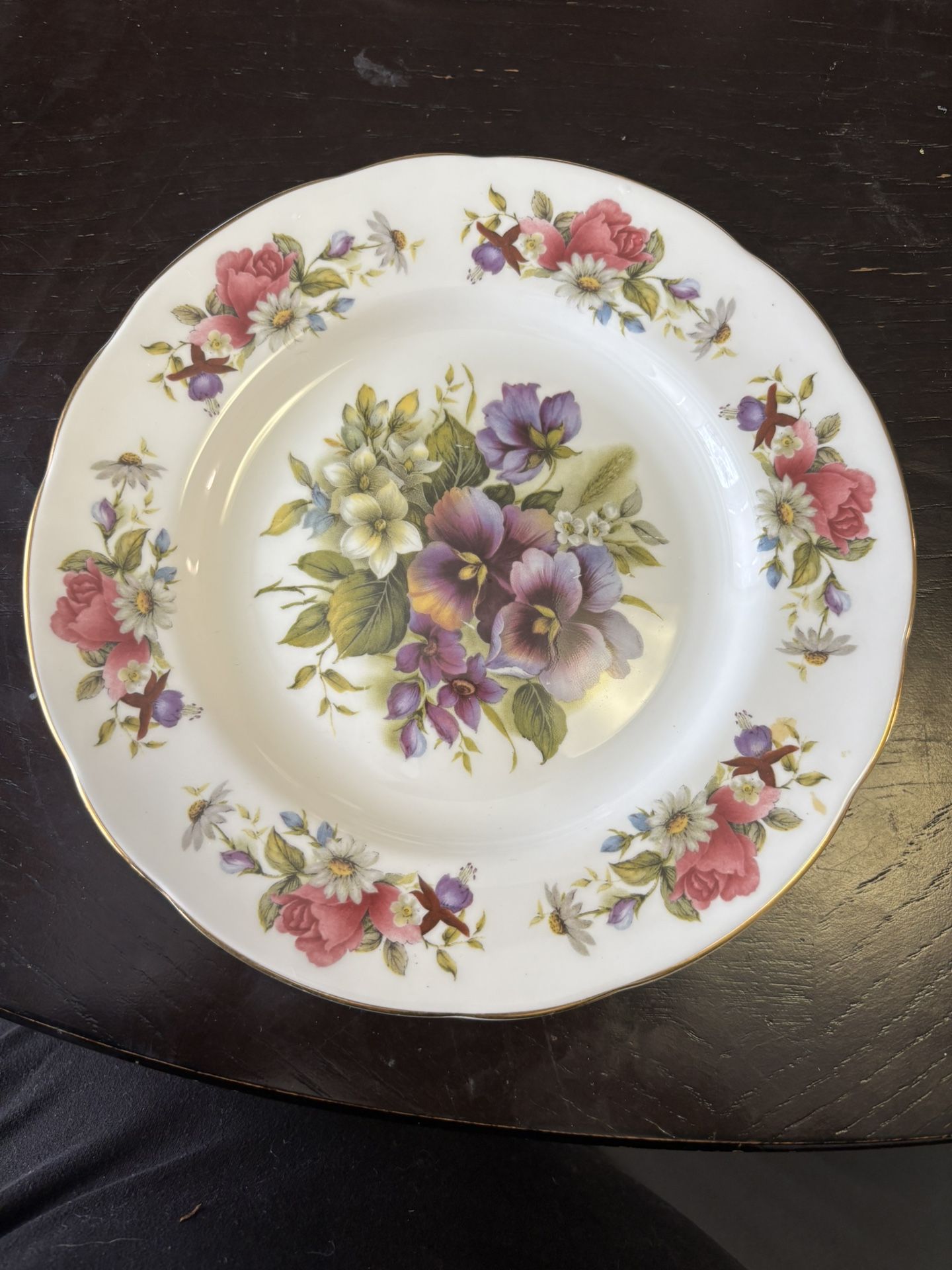 Allyn Nelson Collection Plate Dessert Salad Fine Bone China Floral Gold Rim!!