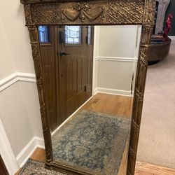 Beautiful Large Vintage Gold French Trumeau Style Giltwood Mirror