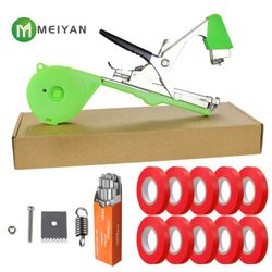 Plant tying machine with tape, staples, and replacement blades. Plant tying machine vegetable tape tool.