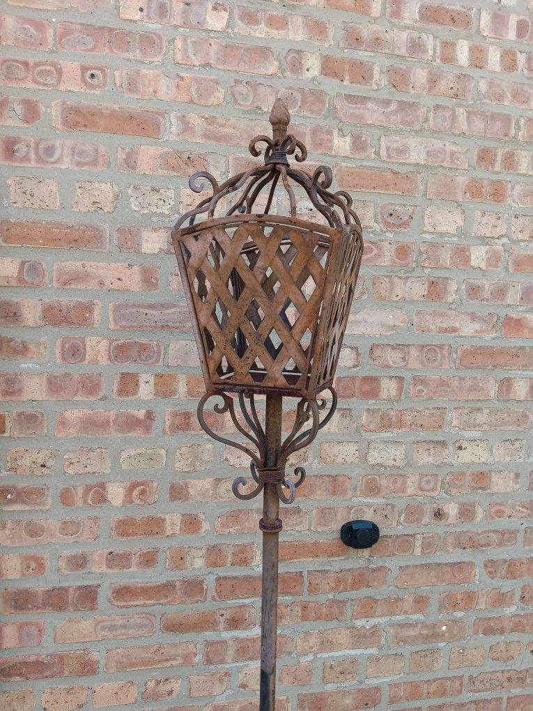 66" Cast Iron Outdoor Patio Candle Holder Stand Yard Decor 