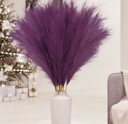Wertuirk 10 Stems Purple Pampas Grass - 38 Inch Tall Faux Pompous Grass Decor, Big Artificial Pompas Floral for Vase Filler, Wedding, Party and Home D