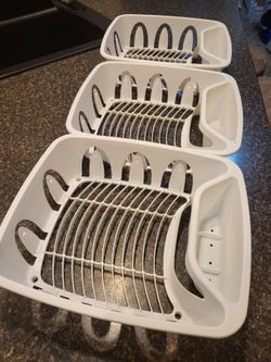 Essential dish drainers, white plastic approx 12x14" set of 3
$2 each or $5 for 3