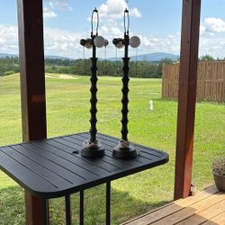 2 Candlestick Lamps With Dual Bulbs And Pool String, Brown,in 