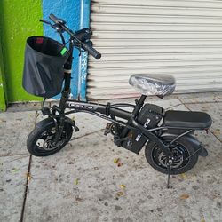 Adult Electric Folding Ebike 1200W Peak Rated 500W Motor 48V 15Ah- Max 28MPH High-Speed, Level 3 Assist, Dual Disc Brakes, 14" with Pedal Assist, Fold