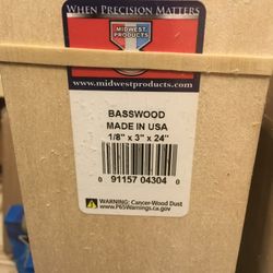 Midwest Basswood wood 1/8 x 3 x 24in (1)pc.
