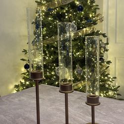 Wedding Gold Candlestick holders With hurricane Glass