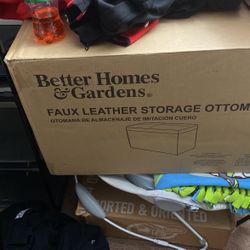 Faux Leather Storage Ottoman
