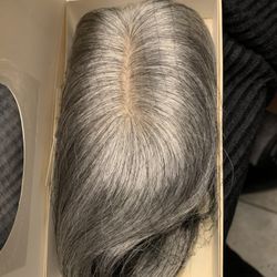 Feipro Hair Topper Human Hair for Women with Wispy Bangs for Older Women Cover Slight Wide Part Line Lightweight Thin Wiglets Hair Pieces Top Base 1.9