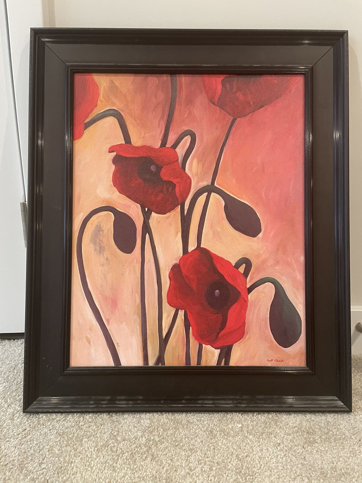 Red Floral Wall Art 