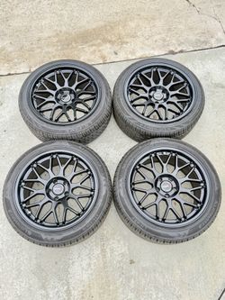 ESR FORGETECH AP1 Satin Black 18" 18x9.5 +22 OFFSET 235/45 & 225/45 NEW SETUP Wheels Tires Rims