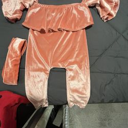 New!! Velvet Orange(on or off the Shoulder)1 piece with belt,or tie around the head if you like..Babies Size 90,100,110,120.size 6, 9, mos.12, 18,👇🏽