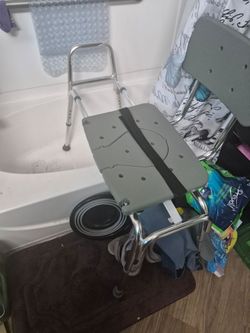 DMI Sliding Tub Transfer Bench and Shower Chair, Adjustable Height Bath Safety Seat, 400 lb Capacity, Cut-Out Seat.