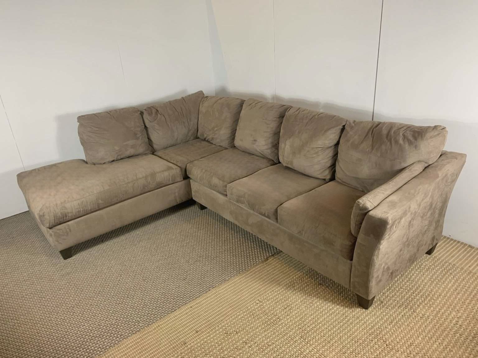 Beige Microfiber L-Shape Sectional Sofa by Klaussner