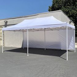 (NEW) $220 Heavy-Duty Canopy 10x20 ft with (2 Sidewalls), EZ Popup Shade Outdoor Gazebo, Carry Bag 