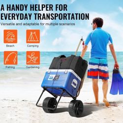 Beach Cart Dolly With Big Wheels for Beach Cooler Wagon