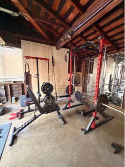 CAP Barbell Smith Machine, Lat Pulldown, and Adjustable Bench Set
